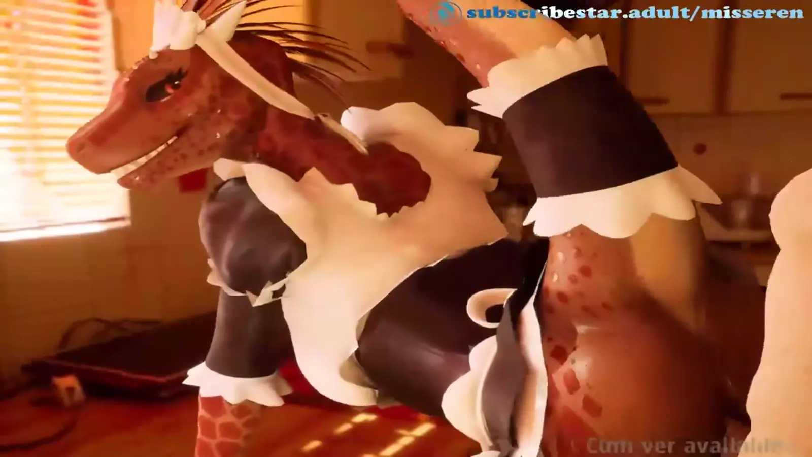 Aroused hentai with character red fringe and warm blooded animal humanoid features